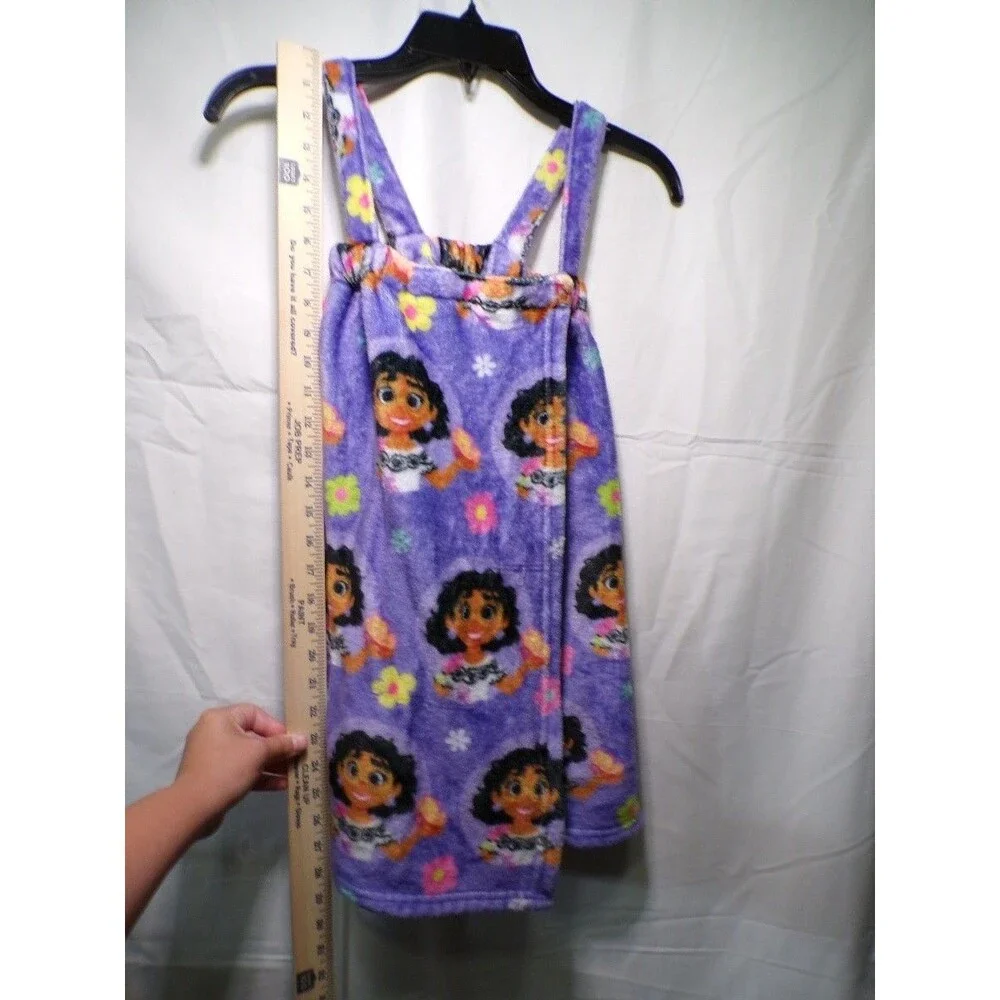 Disney Encanto Girls Robe One Size Purple Fleece Mirabel Plush Bath Wrap
